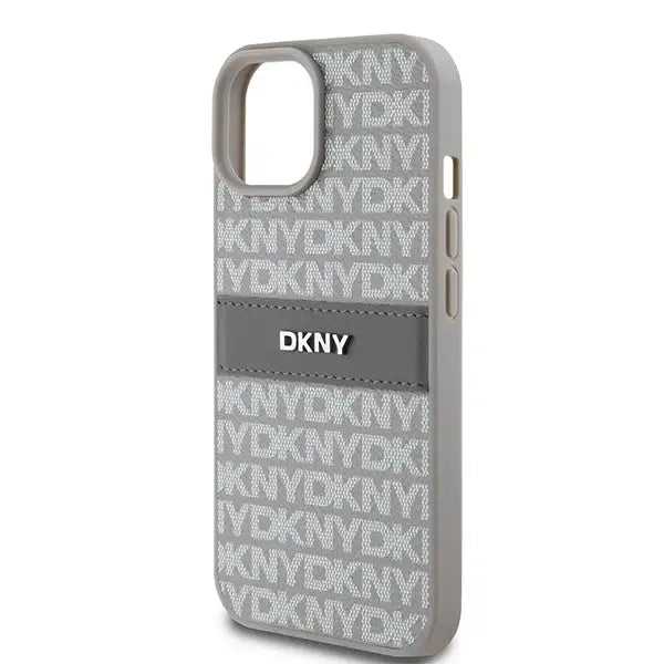 DKNY Leather Mono Stripe & Metal Logo case for iPhone 15 / 14 / 13 - beige - Cell phone cases and covers<<<HurtelXML