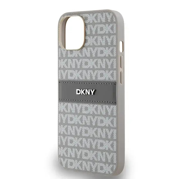 DKNY Leather Mono Stripe & Metal Logo case for iPhone 15 / 14 / 13 - beige - Cell phone cases and covers<<<HurtelXML