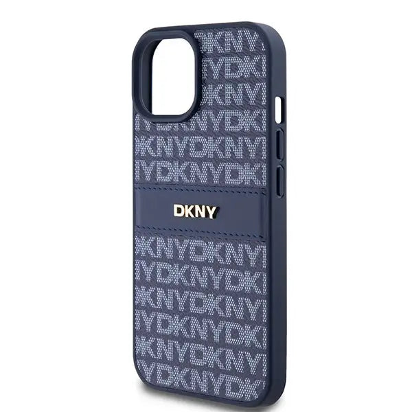 DKNY Leather Mono Stripe & Metal Logo case for iPhone 15 / 14 / 13 - blue - Cell phone cases and covers<<<HurtelXML