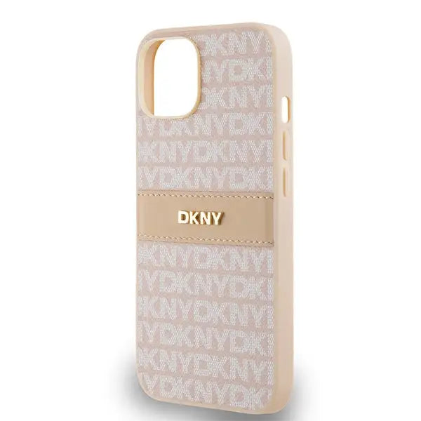 DKNY Leather Mono Stripe & Metal Logo case for iPhone 15 / 14 / 13 - pink - Cell phone cases and covers<<<HurtelXML