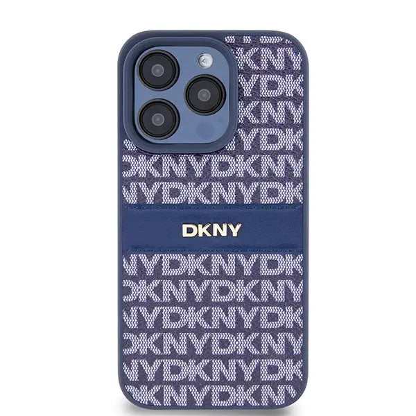 DKNY Leather Mono Stripe & Metal Logo case for iPhone 15 Pro - blue - Cell phone cases and covers<<<HurtelXML