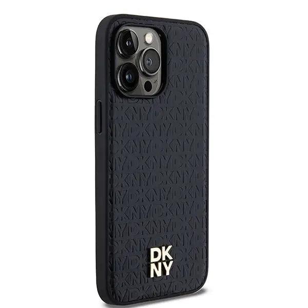 DKNY Leather Pattern Metal Logo MagSafe case for iPhone 13 Pro Max - black - Cell phone cases and covers<<<HurtelXML