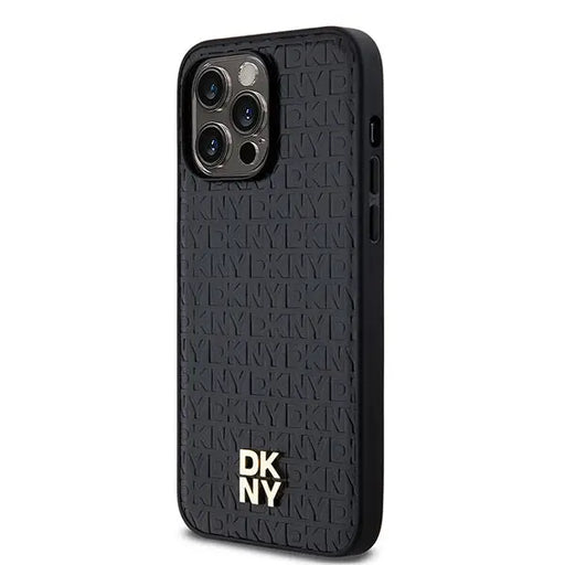 DKNY Leather Pattern Metal Logo MagSafe case for iPhone 13 Pro Max - black - Cell phone cases and covers<<<HurtelXML