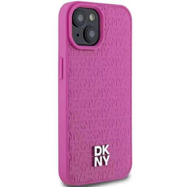 DKNY Leather Pattern Metal Logo MagSafe case for iPhone 15 / 14 / 13 - pink - Cell phone cases and covers<<<HurtelXML