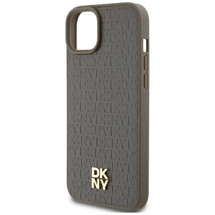 DKNY Leather Pattern Metal Logo MagSafe case for iPhone 15 / 14 / 13 - brown - Cell phone cases and covers<<<HurtelXML