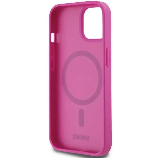 DKNY Leather Pattern Metal Logo MagSafe case for iPhone 15 / 14 / 13 - pink - Cell phone cases and covers<<<HurtelXML