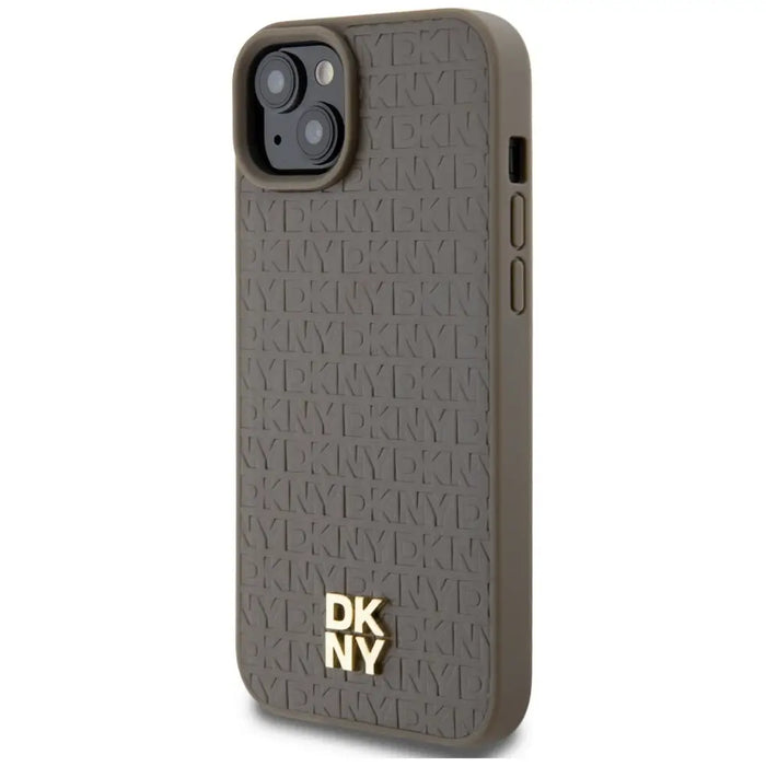 DKNY Leather Pattern Metal Logo MagSafe case for iPhone 15 / 14 / 13 - brown - Cell phone cases and covers<<<HurtelXML