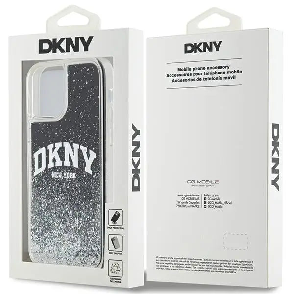 DKNY Liquid Glitter Big Logo iPhone 12 Pro/12 Case - Black - Cell phone cases and covers<<<HurtelXML
