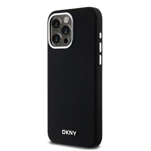 DKNY Liquid Silicone Small Metal Logo MagSafe Case for iPhone 14 Pro Max - Black - Cell phone cases