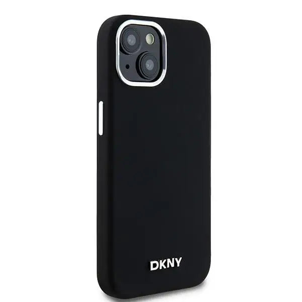 DKNY Liquid Silicone Small Metal Logo MagSafe Case for iPhone 15 Plus / 14 Plus - Black - Cell phone cases