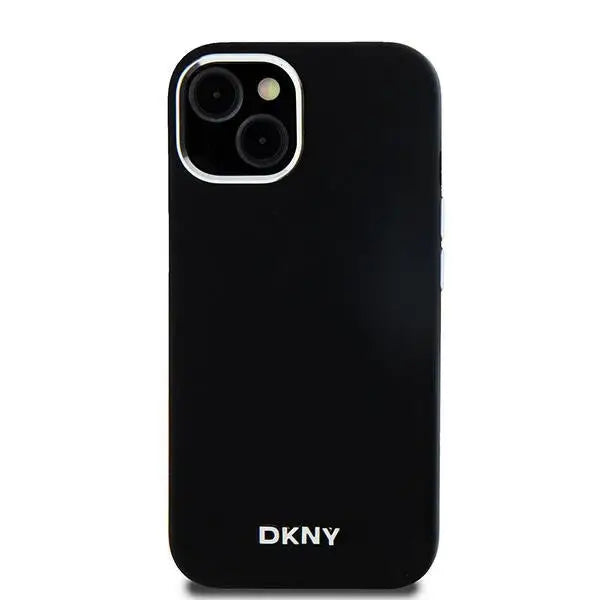 DKNY Liquid Silicone Small Metal Logo MagSafe Case for iPhone 15 Plus / 14 Plus - Black - Cell phone cases