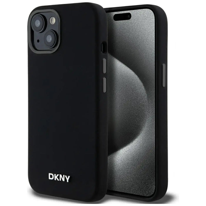 DKNY Liquid Silicone Small Metal Logo MagSafe Case for iPhone 14/15/13 - Black - Cell phone cases and covers<<<HurtelXML