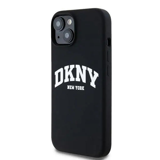 DKNY Liquid Silicone White Printed Logo MagSafe Case for iPhone 14 / 15 / 13 - Black - Cell phone cases