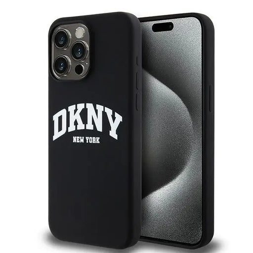 DKNY Liquid Silicone White Printed Logo MagSafe case for iPhone 15 Pro Max - black - Cell phone cases