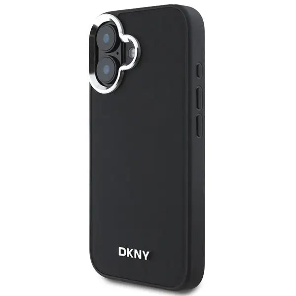 DKNY Plain Silver Logo MagSafe iPhone 16 Case - Black - Cell phone cases and covers<<<HurtelXML