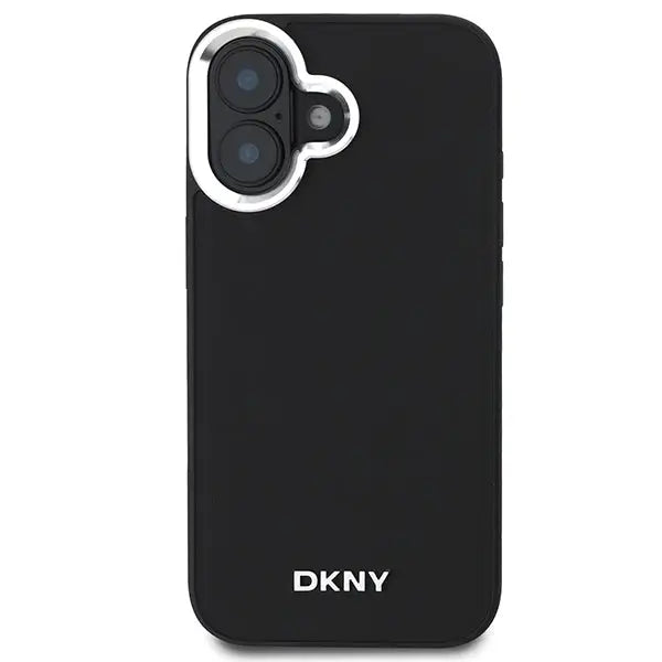 DKNY Plain Silver Logo MagSafe iPhone 16 Case - Black - Cell phone cases and covers<<<HurtelXML