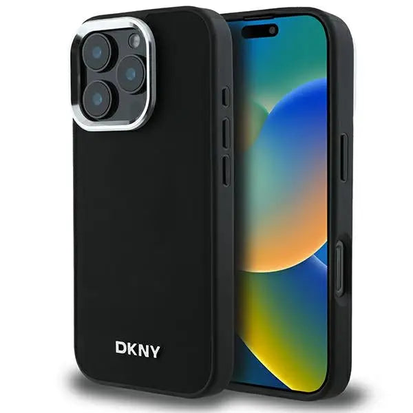 DKNY Plain Silver Logo MagSafe iPhone 16 Pro Max Case - Black - Cell phone cases and covers<<<HurtelXML