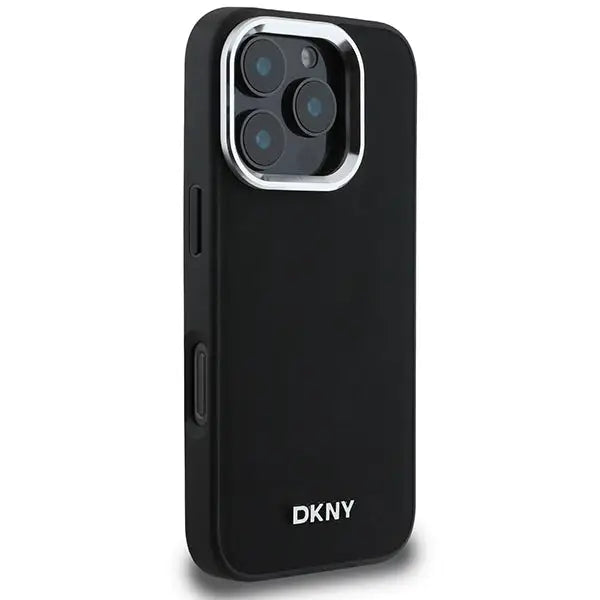 DKNY Plain Silver Logo MagSafe iPhone 16 Pro Max Case - Black - Cell phone cases and covers<<<HurtelXML