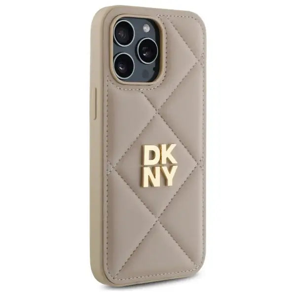 DKNY Quilted Stack Logo iPhone 14 Pro Max Case - Beige - Cell phone cases and covers<<<HurtelXML