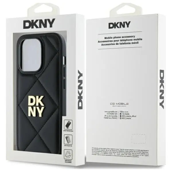 DKNY Quilted Stack Logo iPhone 14 Pro Max Case - Black - Cell phone cases and covers<<<HurtelXML