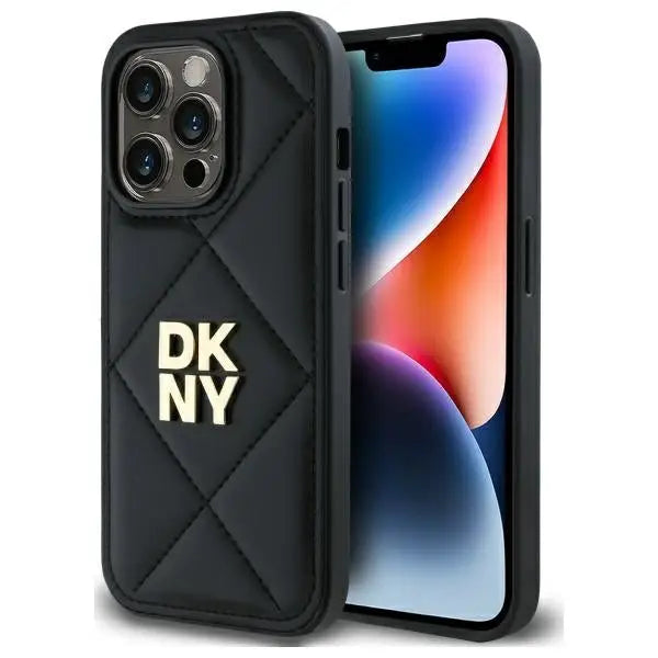 DKNY Quilted Stack Logo iPhone 14 Pro Max Case - Black - Cell phone cases and covers<<<HurtelXML