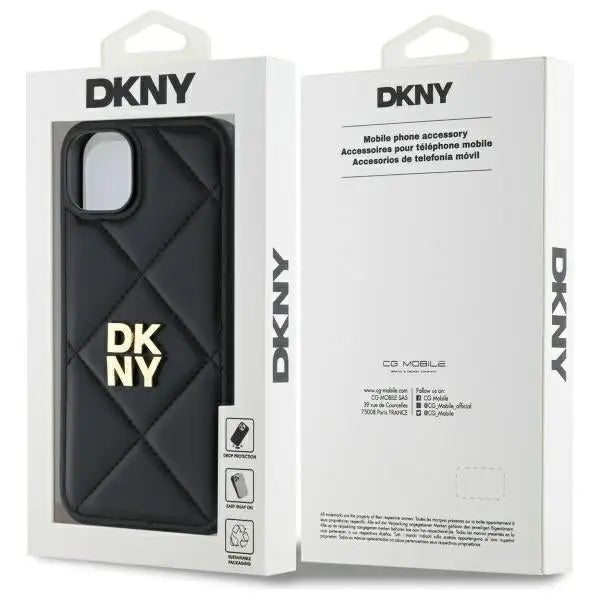DKNY Quilted Stack Logo iPhone 15 Plus Case - Black - Cell phone cases and covers<<<HurtelXML