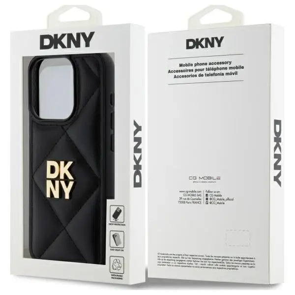 DKNY Quilted Stack Logo iPhone 15 Pro Case - Black - Cell phone cases and covers<<<HurtelXML