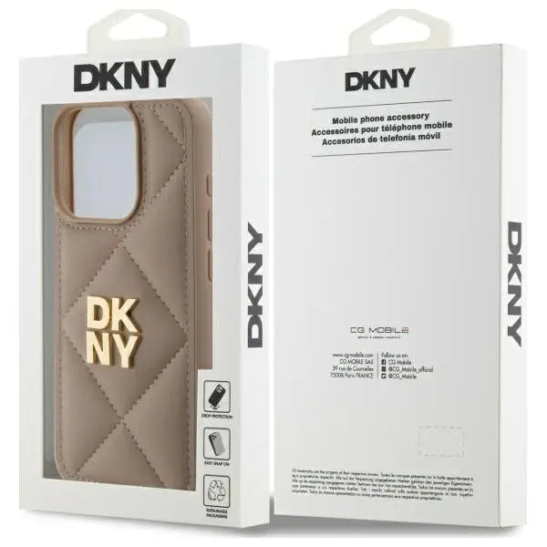 DKNY Quilted Stack Logo iPhone 15 Pro Max Case - Beige - Cell phone cases and covers<<<HurtelXML