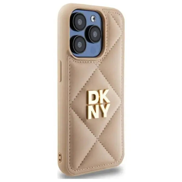 DKNY Quilted Stack Logo iPhone 15 Pro Max Case - Beige - Cell phone cases and covers<<<HurtelXML