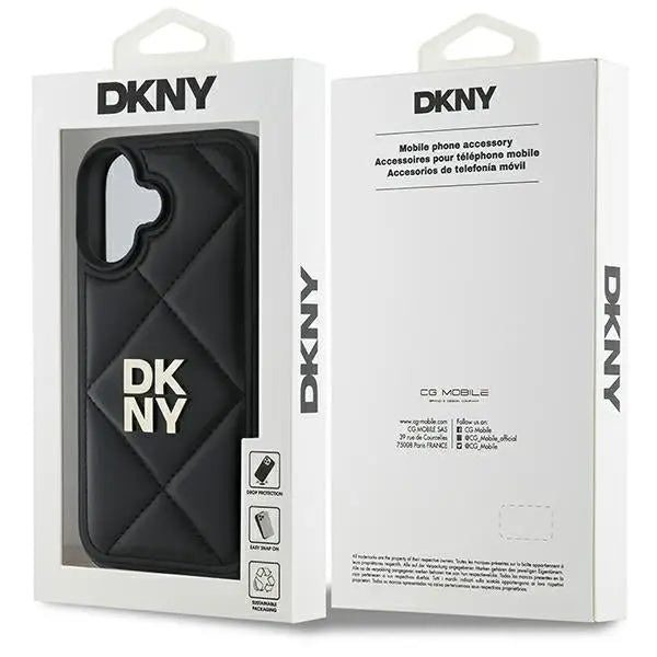 DKNY Quilted Stack Logo iPhone 16 Case - Black - Cell phone cases and covers<<<HurtelXML