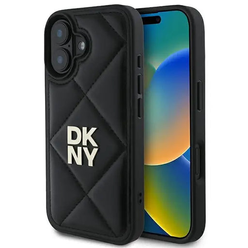 DKNY Quilted Stack Logo iPhone 16 Case - Black - Cell phone cases and covers<<<HurtelXML