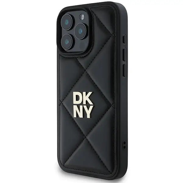 DKNY Quilted Stack Logo iPhone 16 Pro Case - Black - Cell phone cases and covers<<<HurtelXML