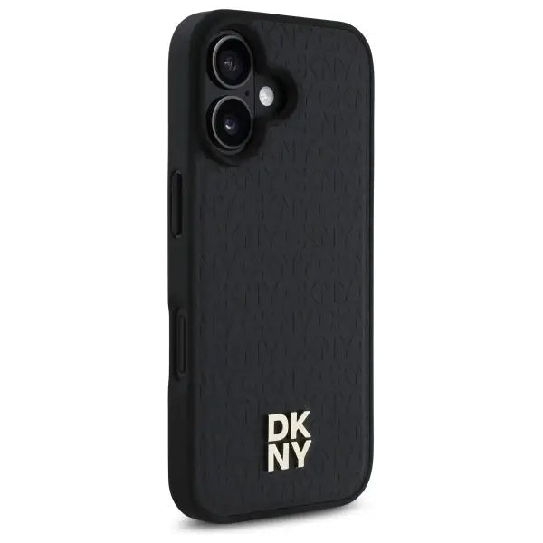 DKNY Repeat Pattern Stack Logo MagSafe iPhone 16 Case - Black - Cell phone cases and covers<<<HurtelXML