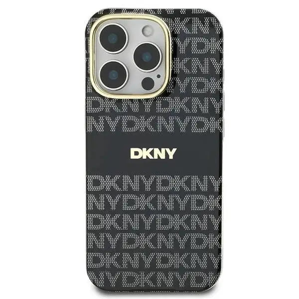 DKNY Repeat Texture Pattern With Stripe case for iPhone 16 Pro Max - black - Cell phone cases and covers<<<HurtelXML