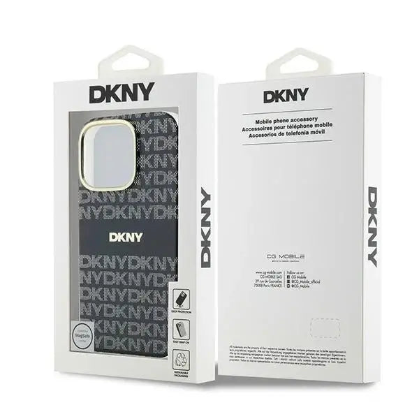 DKNY Repeat Texture Pattern With Stripe case for iPhone 16 Pro Max - black - Cell phone cases and covers<<<HurtelXML