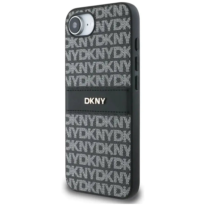 DKNY Repeat Texture Pattern with Tonal Stripe case for iPhone 16e - black - Cell phone cases and covers<<<HurtelXML