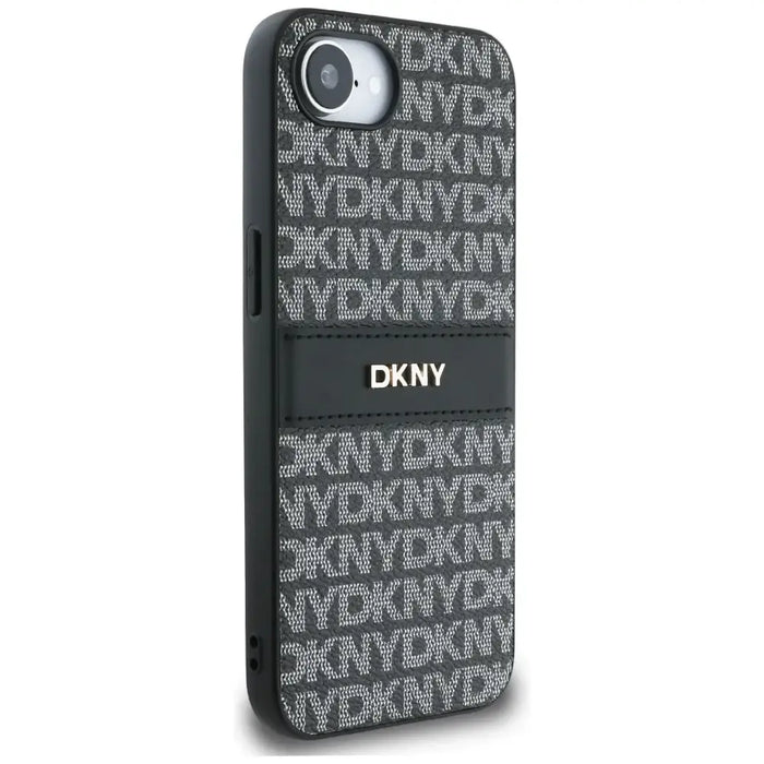 DKNY Repeat Texture Pattern with Tonal Stripe case for iPhone 16e - black - Cell phone cases and covers<<<HurtelXML