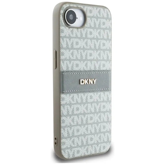 DKNY Repeat Texture Pattern with Tonal Stripe iPhone 16e Case - Beige - Cell phone cases and covers<<<HurtelXML