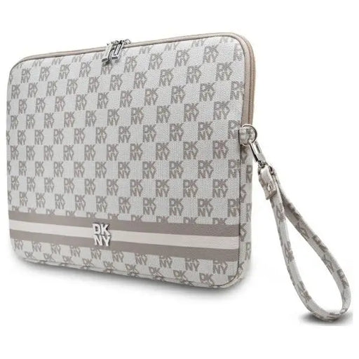DKNY Sleeve Checkered Pattern Printed Stripes 14’’ Laptop Case - Beige - Laptop bags<<<HurtelXML