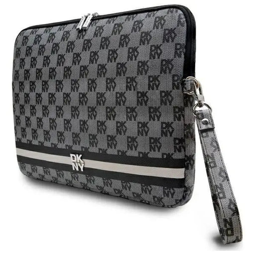 DKNY Sleeve Checkered Pattern Printed Stripes 14’’ Laptop Case - Black - Laptop bags<<<HurtelXML