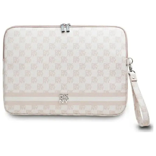 DKNY Sleeve Checkered Pattern Printed Stripes 14’’ Laptop Case - Pink - Laptop bags<<<HurtelXML
