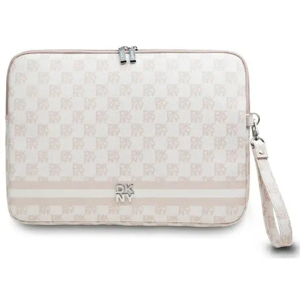 DKNY Sleeve Checkered Pattern Printed Stripes 14’’ Laptop Case - Pink - Laptop bags<<<HurtelXML