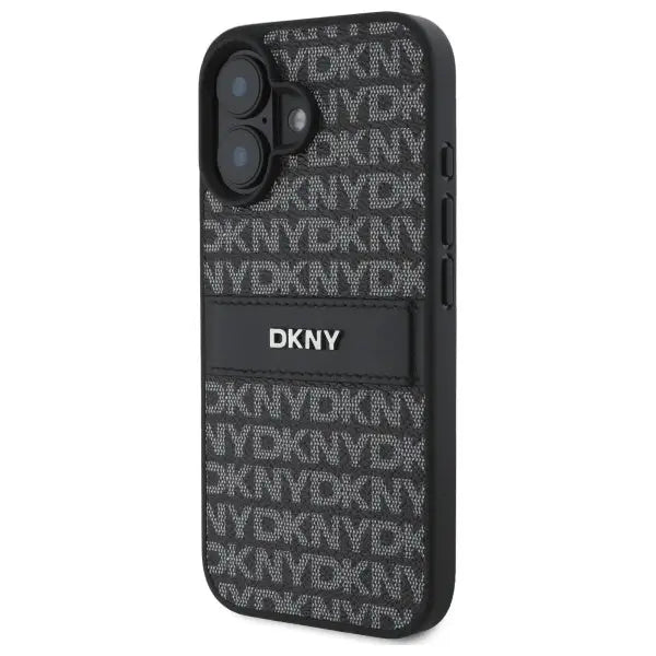 DKNY Texture Pattern Tonal Stripe iPhone 16 Case - Black - Cell phone cases and covers<<<HurtelXML