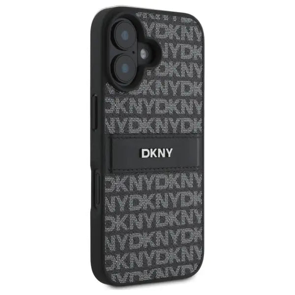 DKNY Texture Pattern Tonal Stripe iPhone 16 Case - Black - Cell phone cases and covers<<<HurtelXML