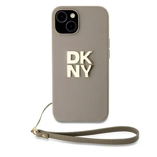 DKNY Wrist Strap Stock Logo case for iPhone 15 / 14 / 13 - beige - Cell phone cases and covers<<<HurtelXML