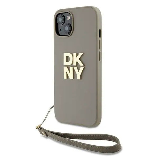 DKNY Wrist Strap Stock Logo case for iPhone 15 Plus - beige - Cell phone cases and covers<<<HurtelXML