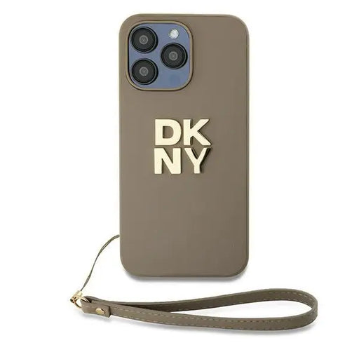 DKNY Wrist Strap Stock Logo case for iPhone 15 Pro - beige - Cell phone cases and covers<<<HurtelXML