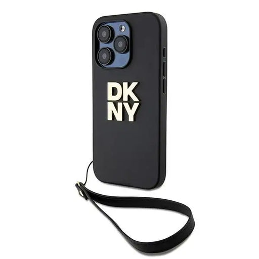 DKNY Wrist Strap Stock Logo case for iPhone 15 Pro - black - Cell phone cases and covers<<<HurtelXML