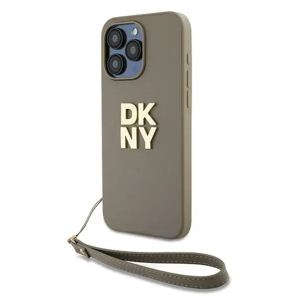 DKNY Wrist Strap Stock Logo case for iPhone 15 Pro Max - beige - Cell phone cases and covers<<<HurtelXML