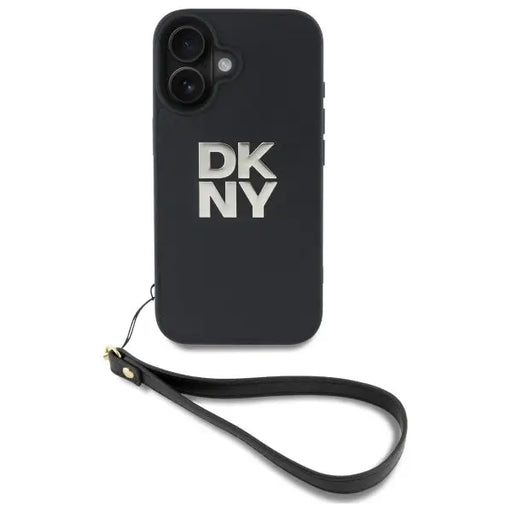 DKNY Wrist Strap Stock Logo iPhone 16 Case - Black - Cell phone cases and covers<<<HurtelXML